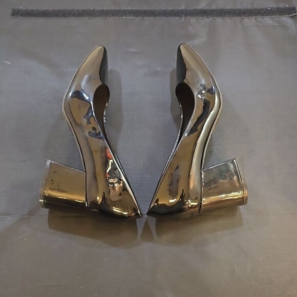 BRAND NEW ROUGE HELIUM POINTED TOE GLOSSY BLOCK-HEEL SLIP-ON PUMP - Picture 7 of 15